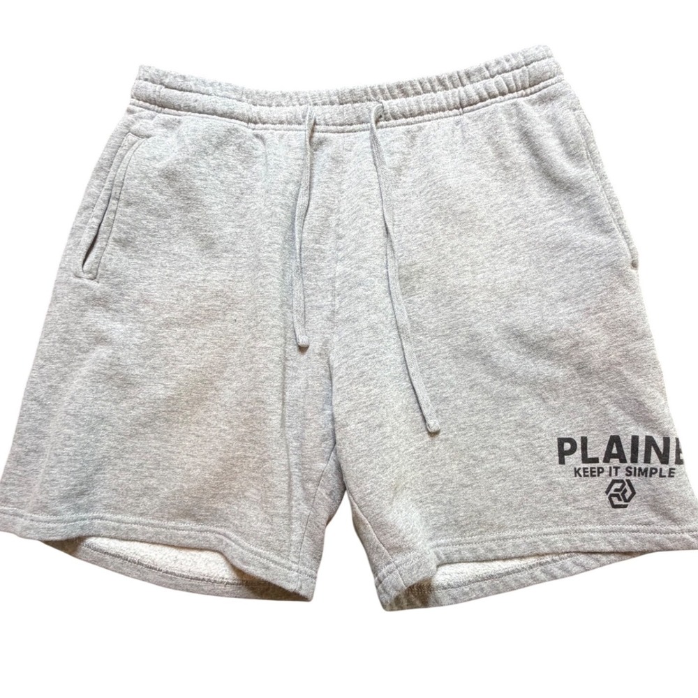 Plaine Mens Heather Gray Fleece Sweat Shorts Graphic Logo NBBE074B1 Size L
